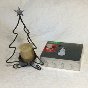 14 x 8 Christmas tree candle holder & Holiday box.  H107
